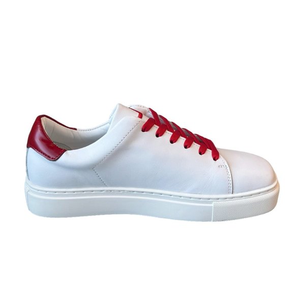 NIB JOSHUA SANDERS SQUARED TOE LEATHER SNEAKERS - Picture 3 of 9